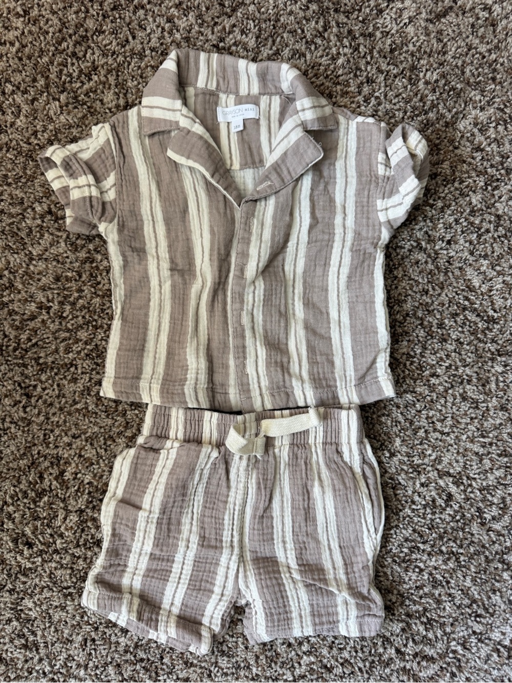 Grayson Mini beach style cotton 2 piece set striped 18 months
